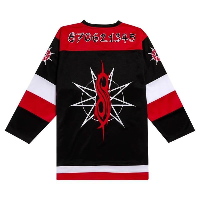 9 Point Star Hockey Jersey SlipknotRock Band MERCH Sportswear Unisex Breathable TOP V-neck Long Sleeve Groove Metal Mesh Jersey