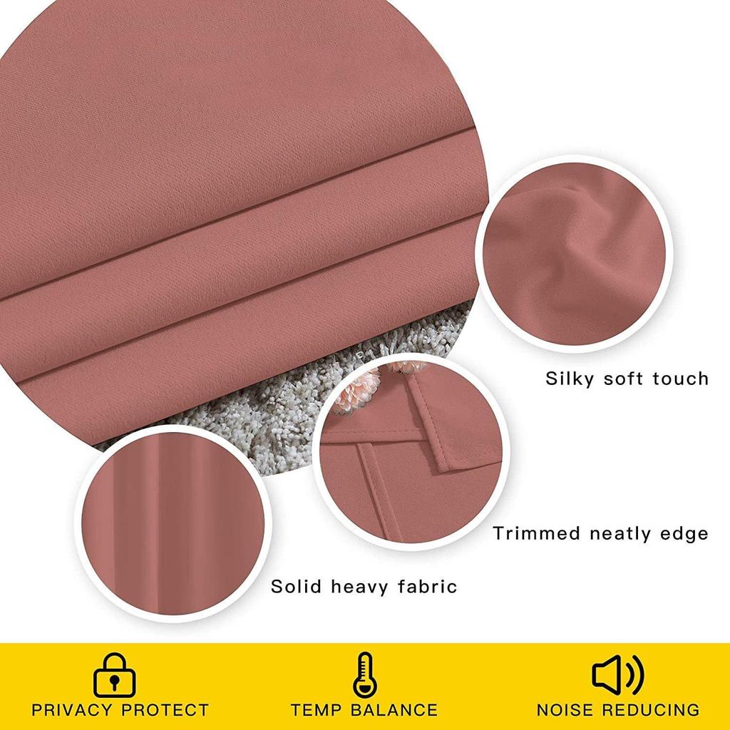 2er-Set Raumverdunkelungsvorhänge aus wärmeisoliertem Polyester  ( Pfirsich)