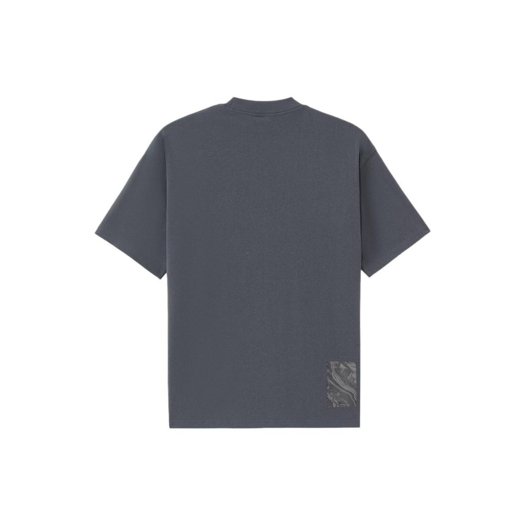 Li-Ning X Jackie Chan Kung Fu Series Solid Color Casual Sport Loose Short Sleeve T-Shirt Men Tops Thunderstorm-Grey AHSS205-2