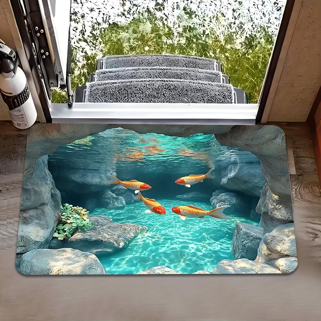 American 3D visual entryway wear-resistant door mat for home bathroom, anti slip and absorbent, easy to maintain floor mat