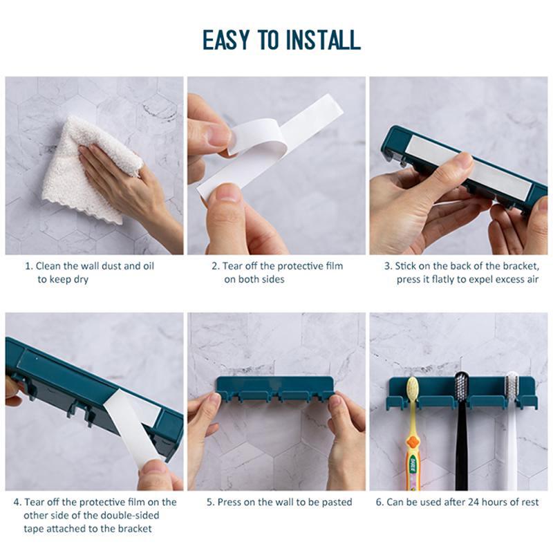 Bathroom Accessories Multicard Slot Holder Rack Toothbrush Organizer Hanging Set