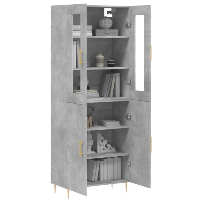 VidaXL Buffet haut Gris béton 69,5x34x180 cm Bois d'ingénierie 3198205
