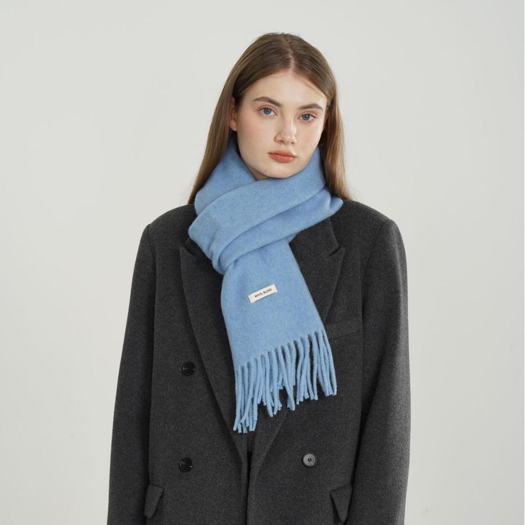 Solid color winter women's scarf woven fringed blended versatile fashion atmosphere warm thickened scarf
