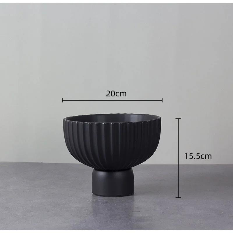 

Tall Ceramic Flowerpot Geometric Stripes Flower Vase Flower Arrangement Container Planting Basin Home Decoration Accessories