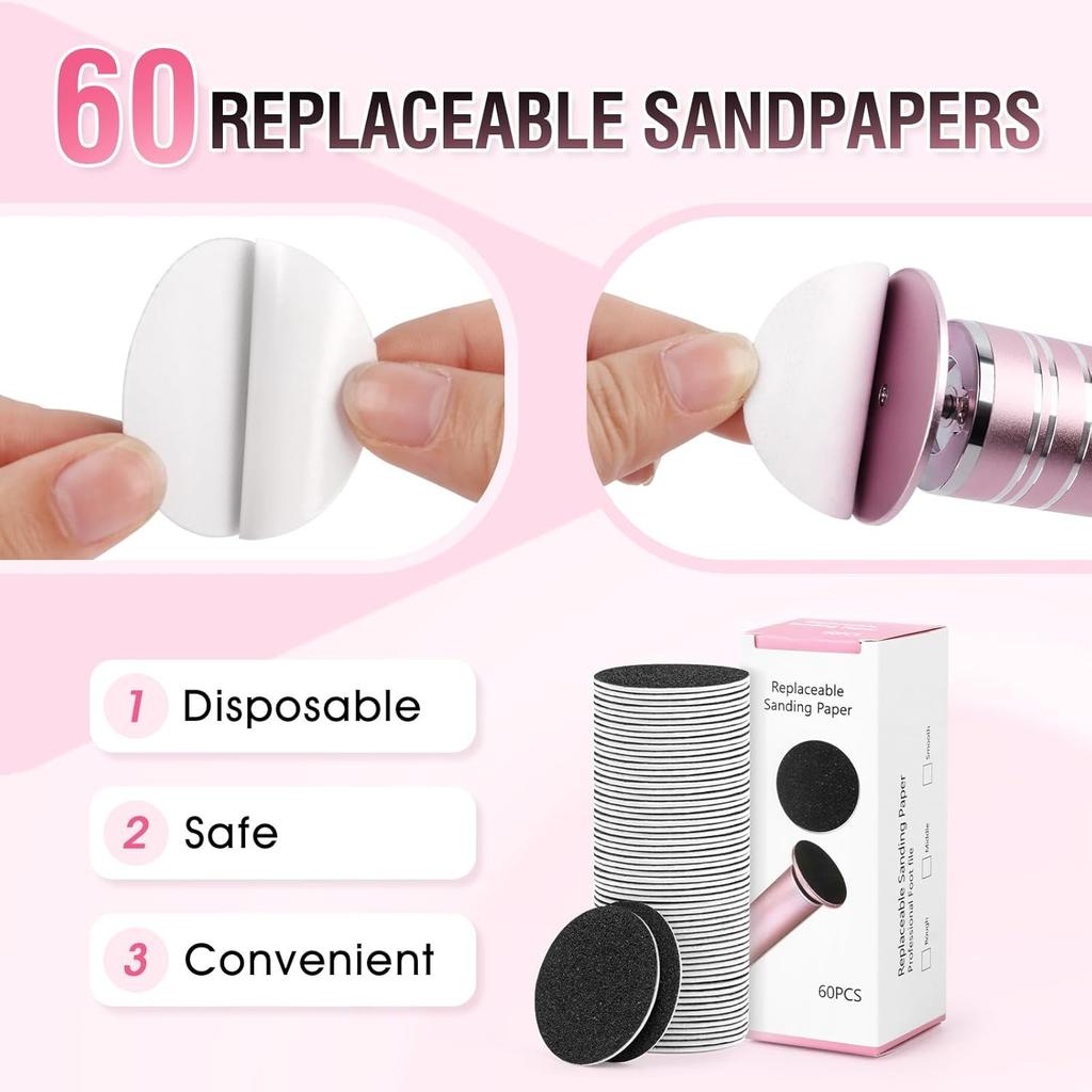 Electric Callus Remover: Adjustable File with 60 Abrasive Discs — Professional Pedicure Tool for Men and Women (Dead Skin Removal)