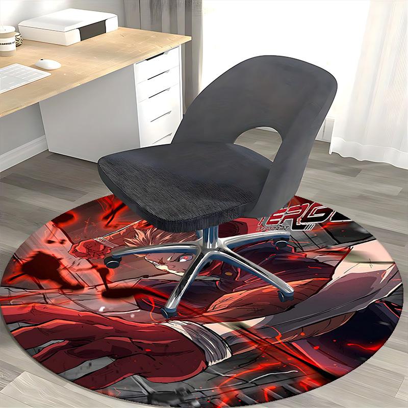 1pc Anime Cartoon Design FERG Ergo Art Round Carpet for Office Chair Mat, Non-Slip Rug Suitable for Home Decor, Living Room