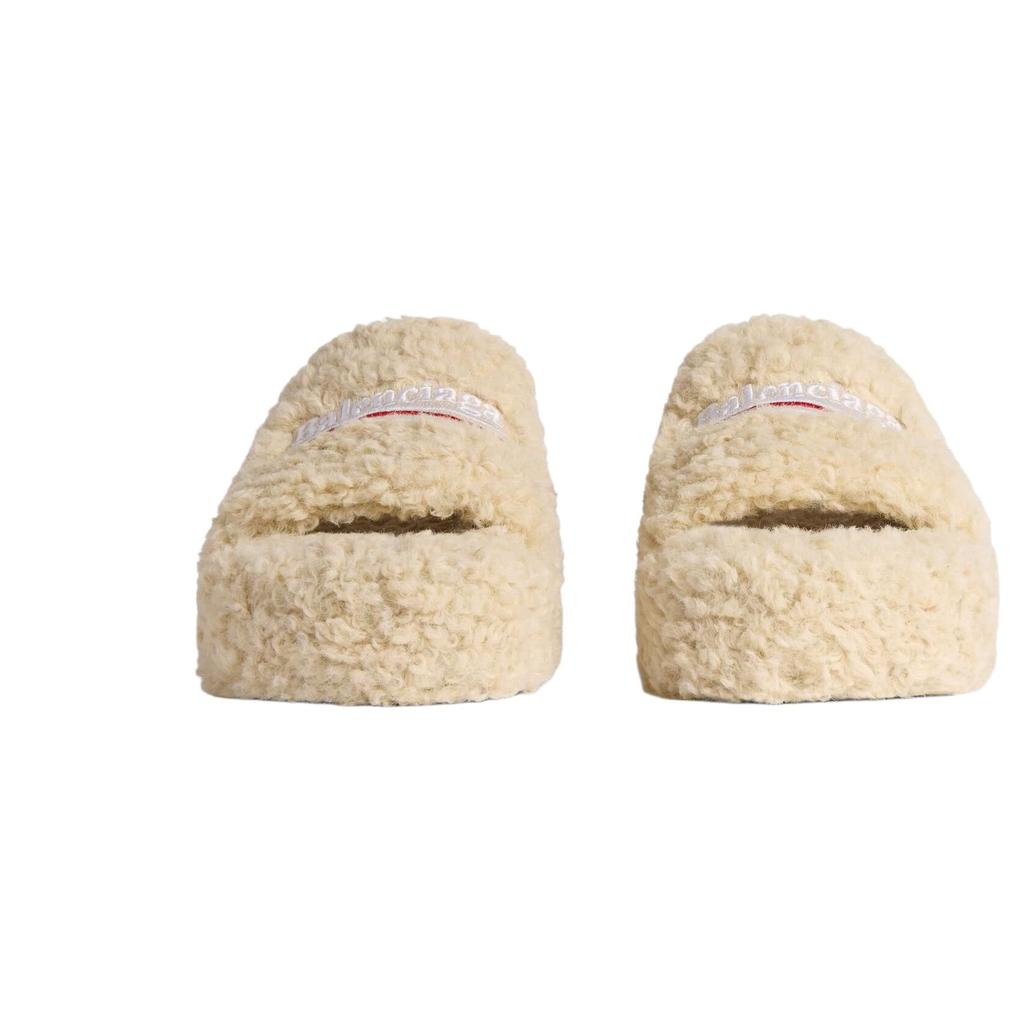 Balenciaga Platform Furry Slides 'Beige' Women's 762826W2DO19796