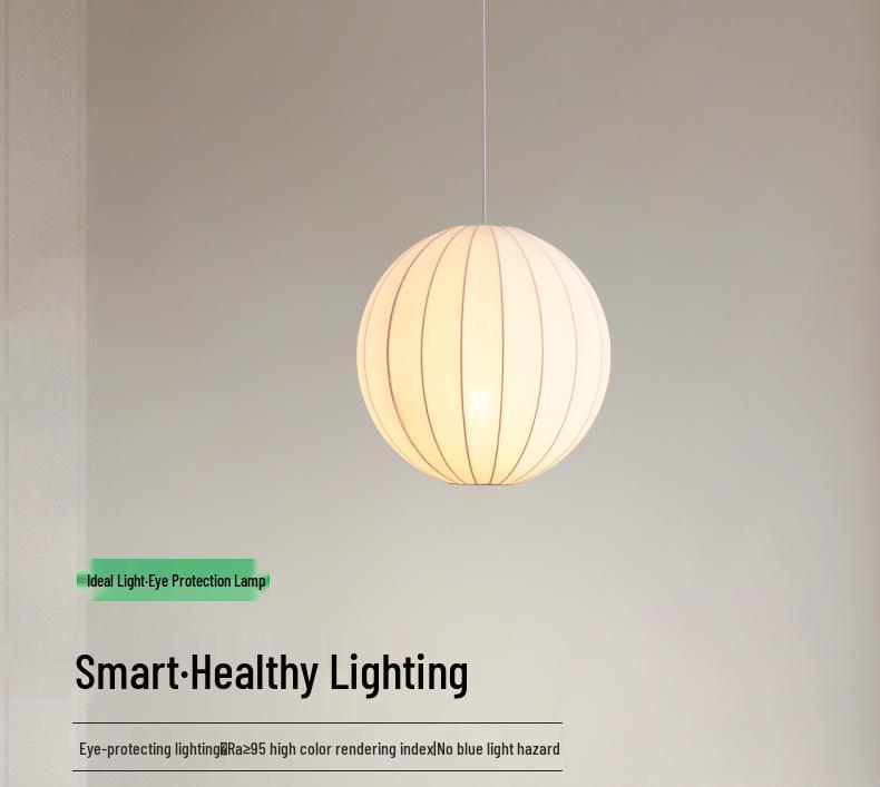 Wabi-Sabi Style Pendant Light: Japanese Fabric Lantern for Dining & Bedroom