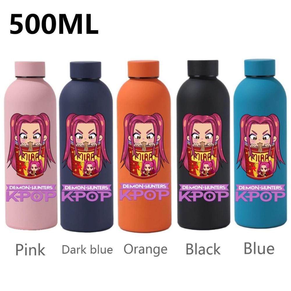 500ML KPop Dämonenjäger Cartoon Druck Sport Auslaufsicher Hohe Qualität Edelstahl Isoliert Wasserbecher Geburtstag Geburtstag Hohe Qualität Geschenke