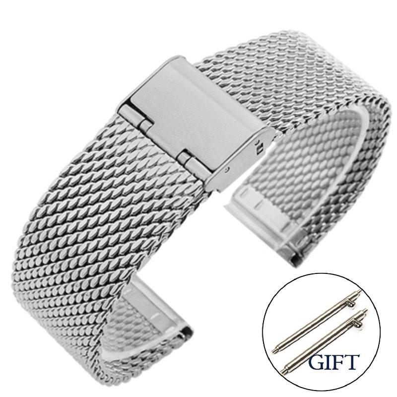

1.0 Миланский сетчатый ремешок для браслета Omega Milanese для часов Casio из нержавеющей стали для DW для Seiko Наручный ремешок 18/20 мм 18mm серебряный