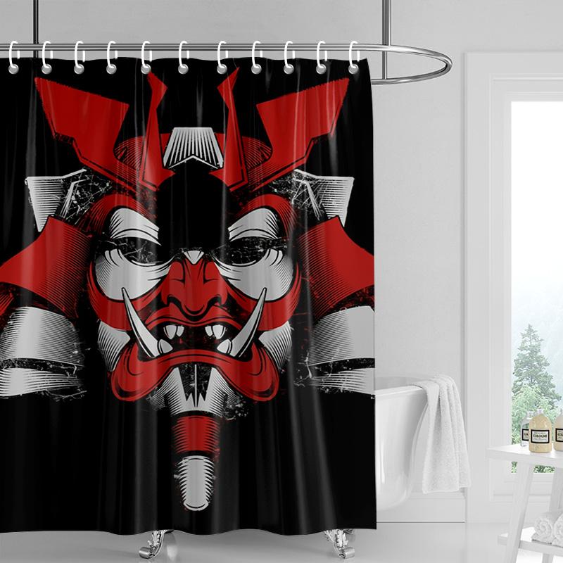 Duschvorhang im japanischen Stil mit Gogi Retro-Charakterdruck, farbecht, Badezimmer-Trennvorhang für Hotel-Heimdekoration