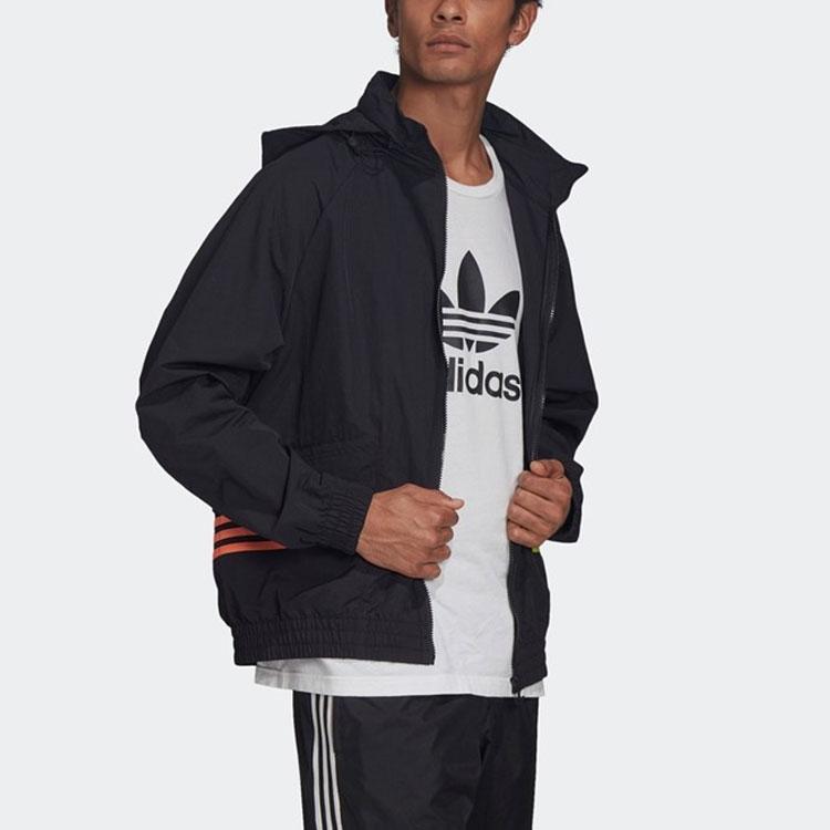 Adidas Originals Trefoil Round Neck Zip-Up Track Jacket Men Outerwear Black GK5921