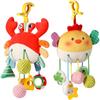 Baby Car Seat Stroller Plush Hanging Rattle Toys Newborn Crib Bed Around Toy Crab Animal with Teether Rattle Sound Mirror Clip