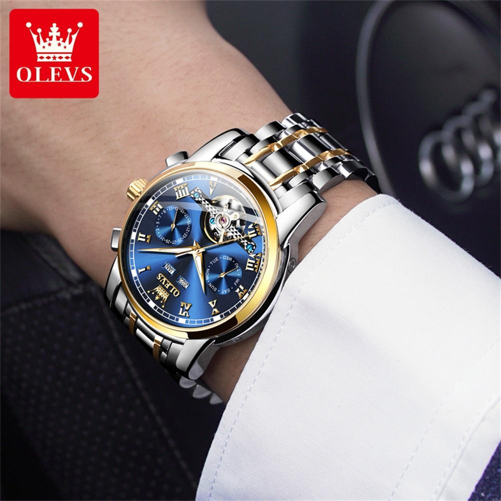 OLEVS 6607 Luxus Automatikuhr für Herren Skelett-Design Herrenarmbanduhr Wasserdicht Original Mechanisches Uhrwerk Uhr