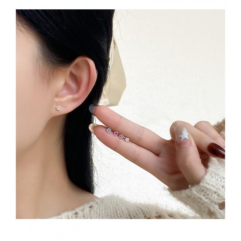 Cute Star Zircon Screw Earrings Women Plated Tiny Sweet Minimalist Fashion Jewelry