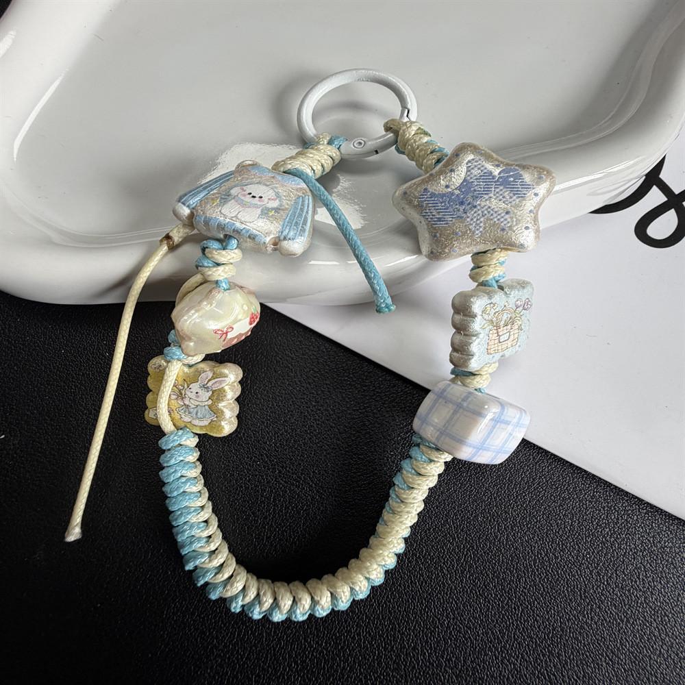 Cartoon Colorful Braided Phone Lanyard With Pvc Material For Keys Bag And Earbud Holder