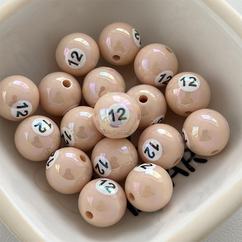 1Pc 16Mm Round Acrylic Big Hole Billiards Ball Loose Spacer Beads For Jewelry Making Diy Handmade Bracelet Findings