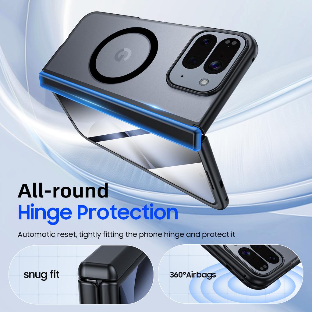 Magnetic [Hinge Protection][HD Screen Protector][Translucent Matte]Slim Skin-Friendly&Smooth Touch Shockproof Phone Case for Pixel 10 Pro Fold-Black