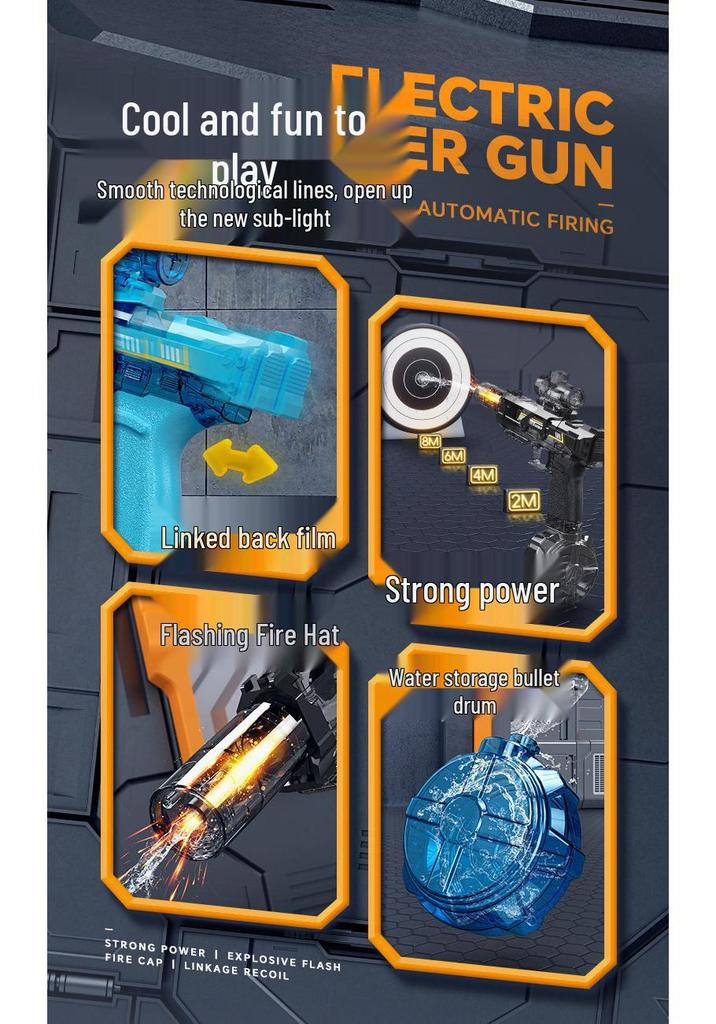 Kids' Electric Water Gun: Flame Spray & Recoil Pulse
