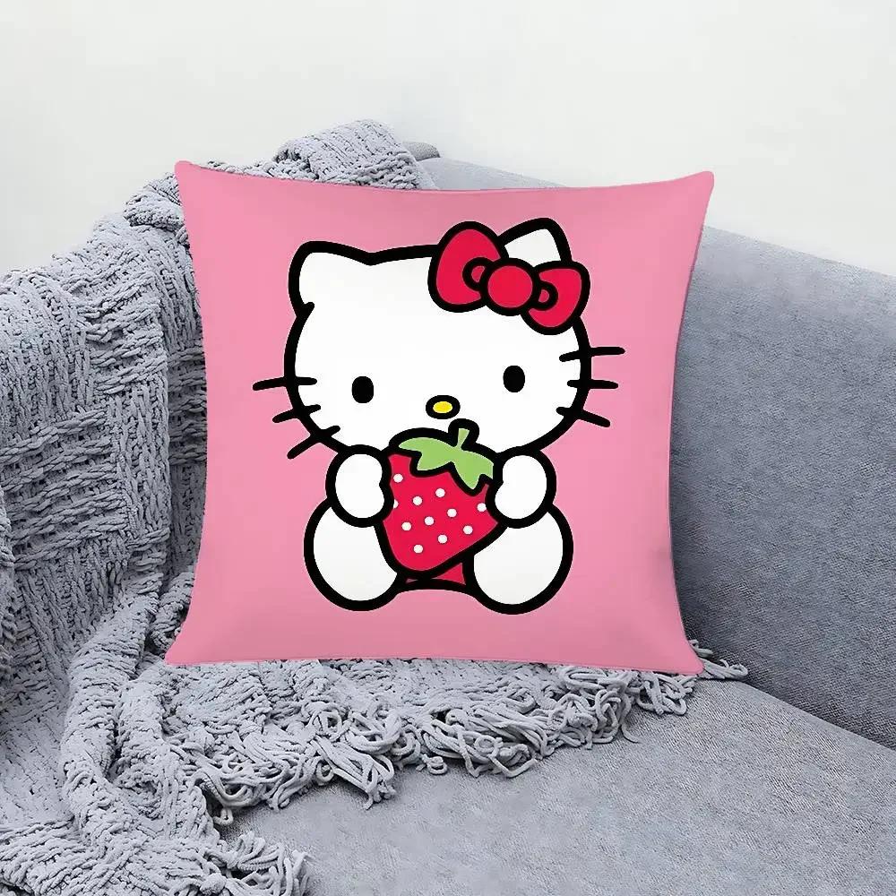 H-Hello K-Kitty Pillow Case Cushion Cover Soft Cute Throw Pillow Case For Car Sofa Pillowcase Polyester With Zipper