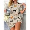 Summer Women's Nightgown Cute Round-Neck Short-Sleeve Dachshund Print Dress—Comfortable and Breathable Loungewear for Home