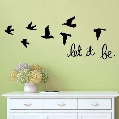 New Let It Be Black Birds Dove Vinyl Wall Sticker Art Wall Decals Home Decor