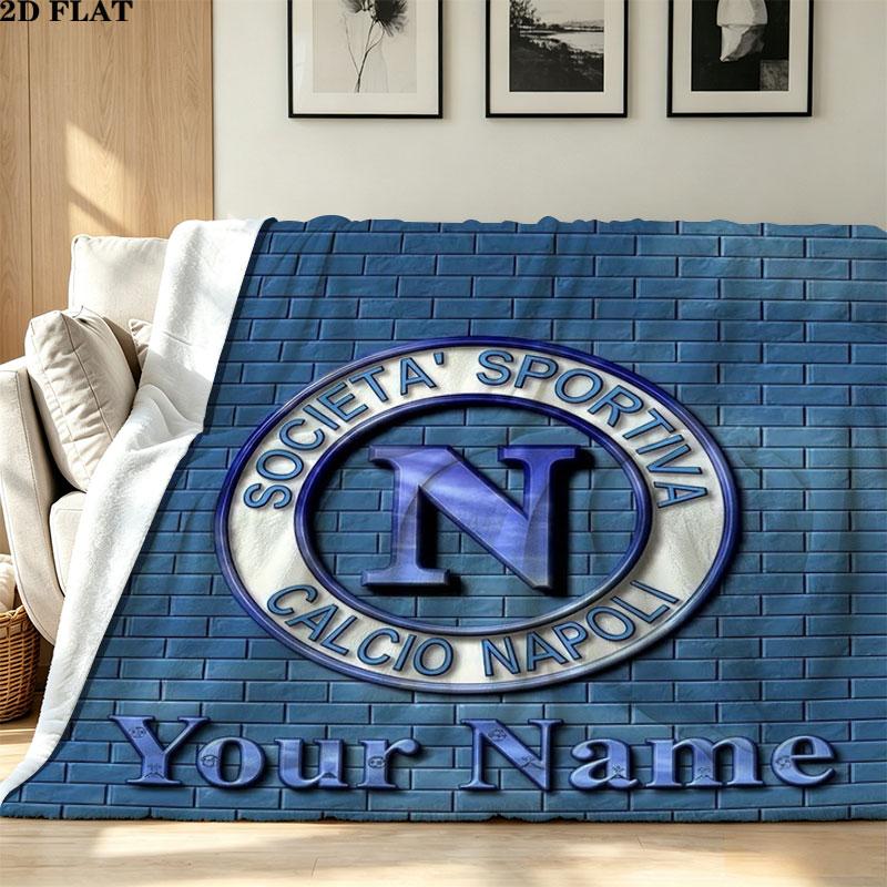 1PC SSC Napoli Custom Name Patterned Flannel Blanket Suitable For All Seasons for Home Decor Warmth and Comfort Gifts Holiday Present