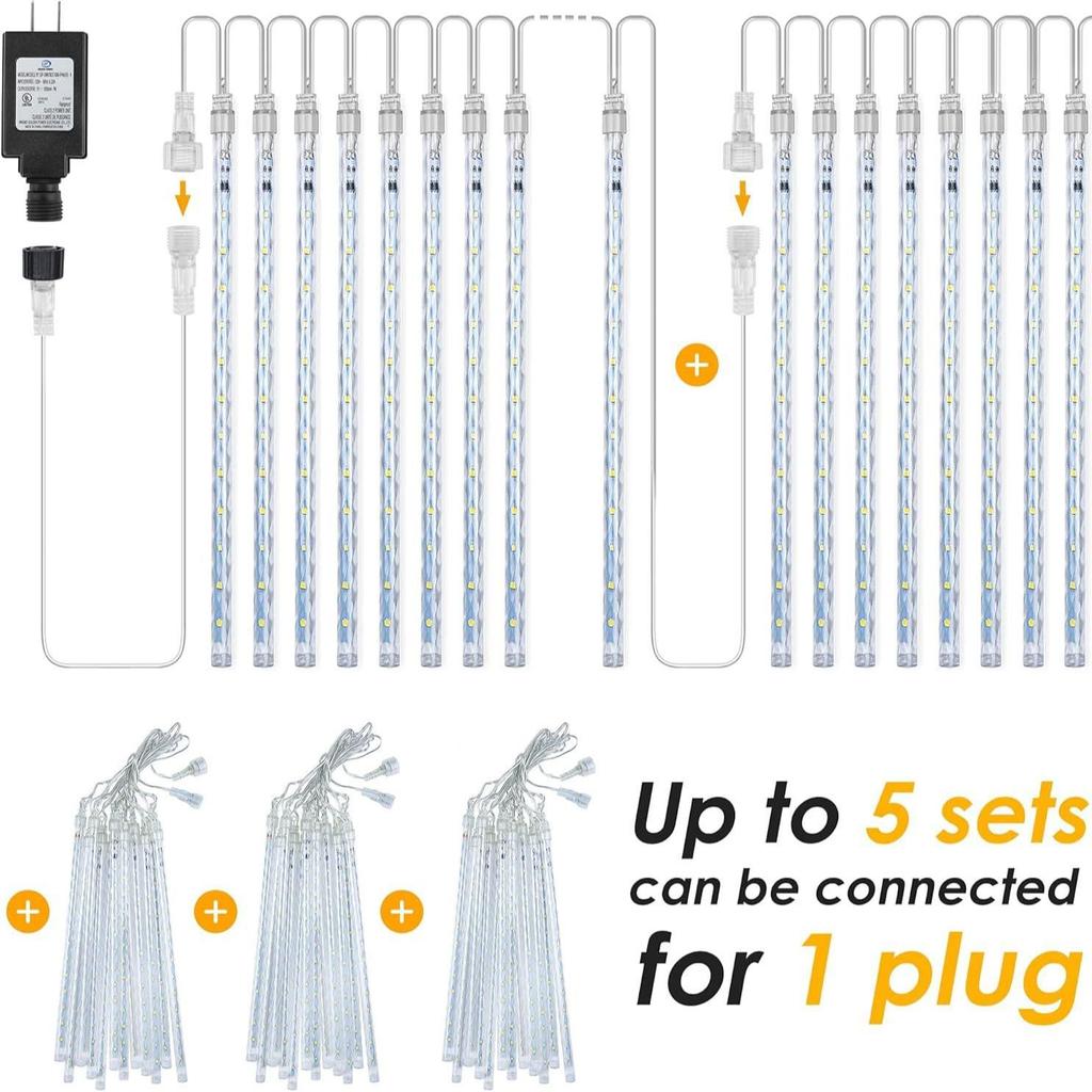 Outdoor LED Solar Meteor Shower Lights: Colorful, Waterproof Tree Decoration String for Courtyard and Holiday Hanging.