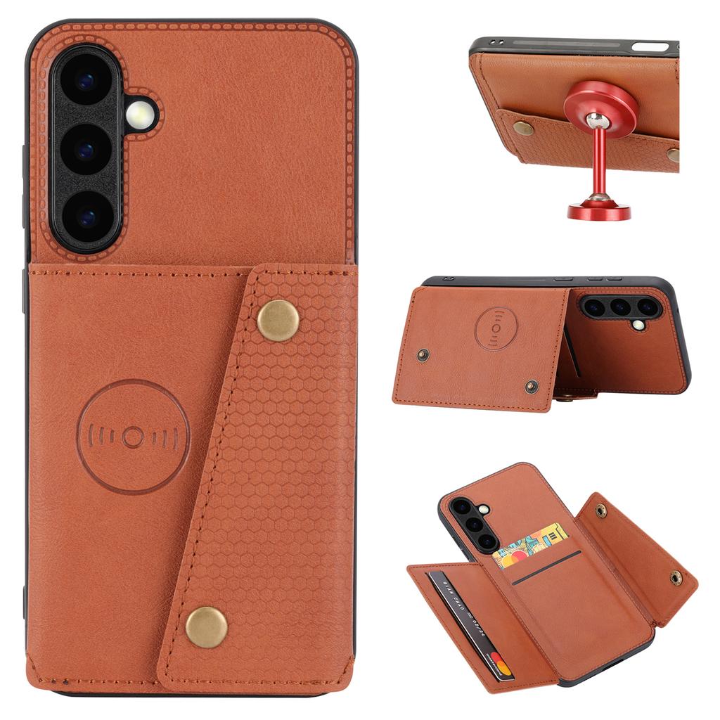 For Samsung Galaxy S26+ Case with Card Slots Kickstand Leather + TPU Phone Cover