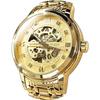 OLEVS Men's Automatic Watch Stylish Mechanical Arm Watch Popular Business Luminous Waterproof Fashion Skeleton Watch for Men Gift Present Gold Gold