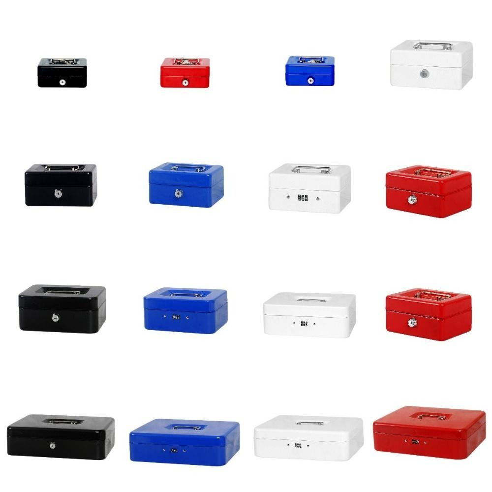 Small/Large Metal Money Box Safe Money Saving Organizer Durable Locking Cash Box Small Business