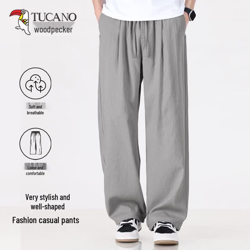 TUCANO Men s Summer Linen Tencel Loose Straight Casual Pants 4XL