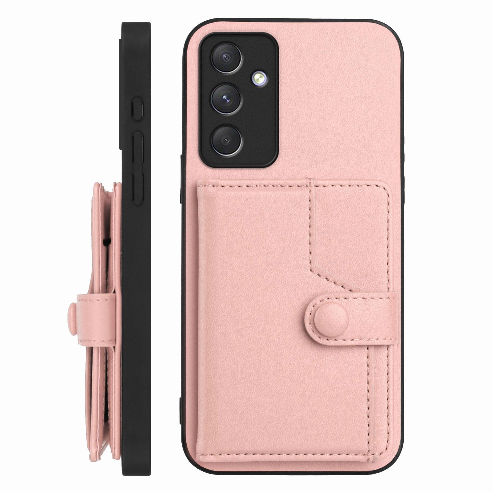 

For Samsung Galaxy A54 5G Case RFID Blocking Card Holder Kickstand TPU+PU Leather Phone Back Cover Purple