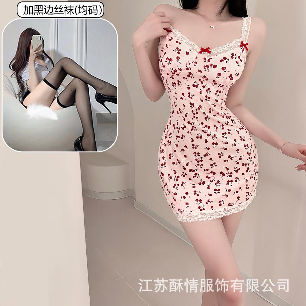 Sex lingerie pure desire cherry sexy women's bed small chest plus chest pad passion uniform seduction suit