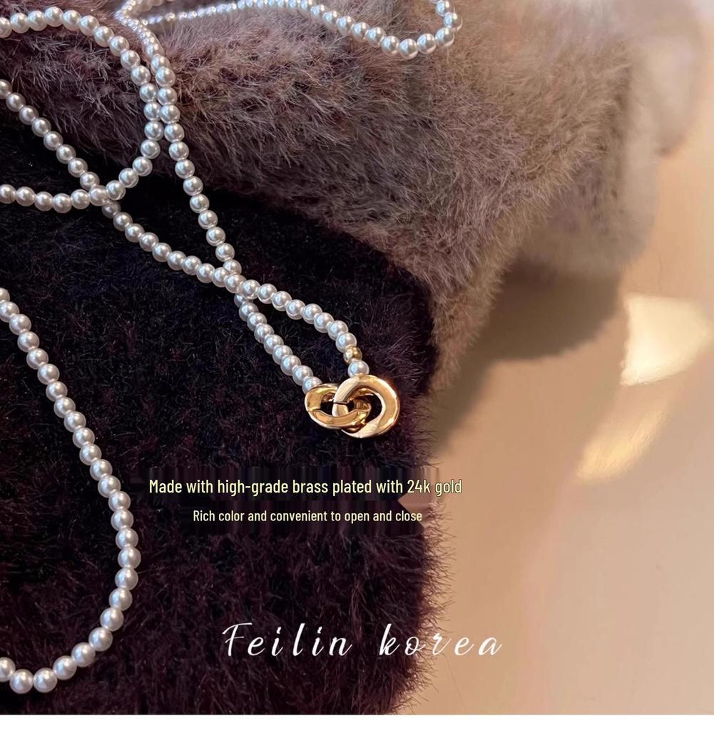 Xiaomi Chic Pearl Double-Layer Necklace - Women's Autumn/Winter Sweater Chain Accessory