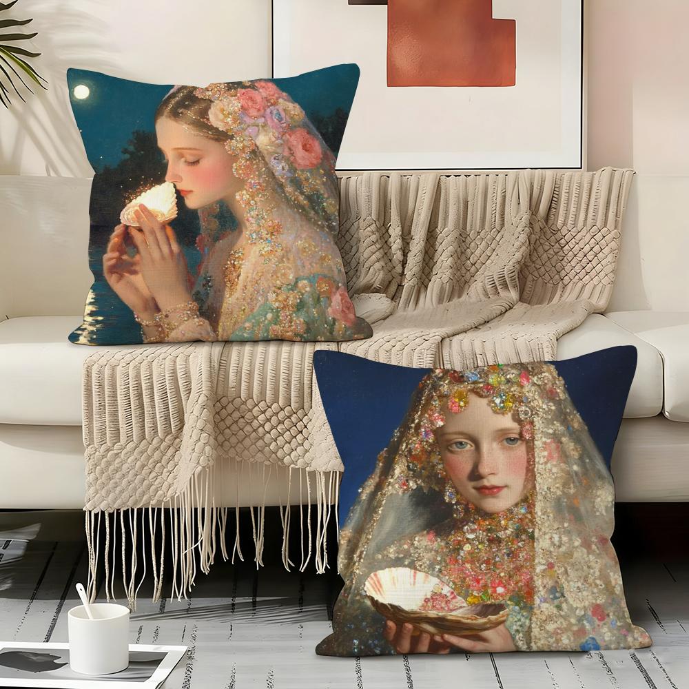 P-Pearl Girl Anime Pillow Case Pillowcase, Double-Sided Printed, Sofa Cushion, Bedroom Headboard Pillow
