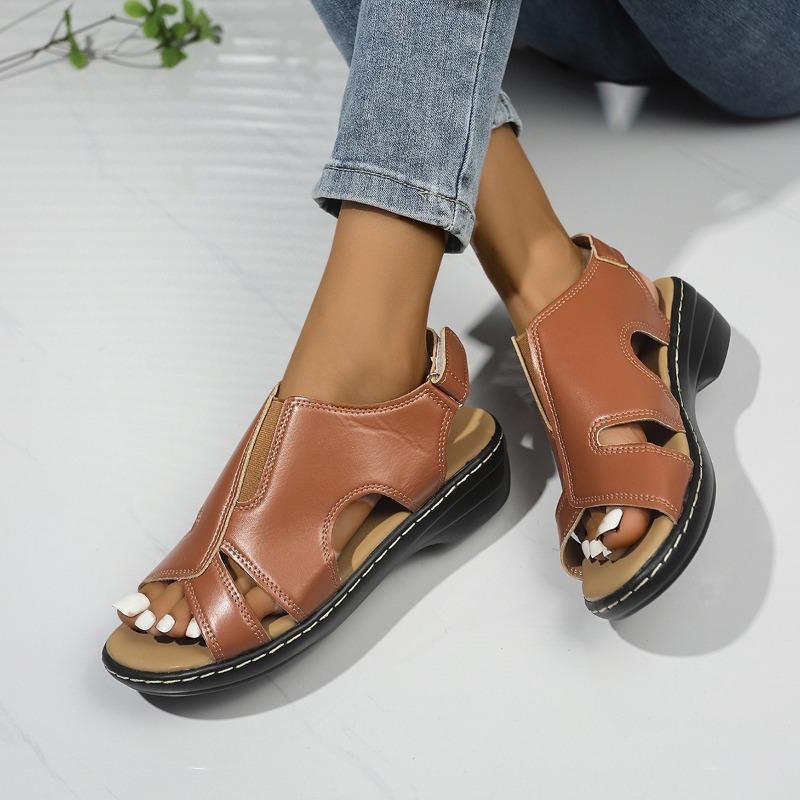 Women's Peep Toe Wedge Sandals, Casual Summer Open Toe Shoes, Plus Size Fashion Footwear