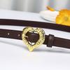 New First-Layer Cowhide Women'S Belt Women'S Genuine Leather Personalized Trend Heart-Shaped Pin Buckle Niche Fashion Decorative Thin Belt