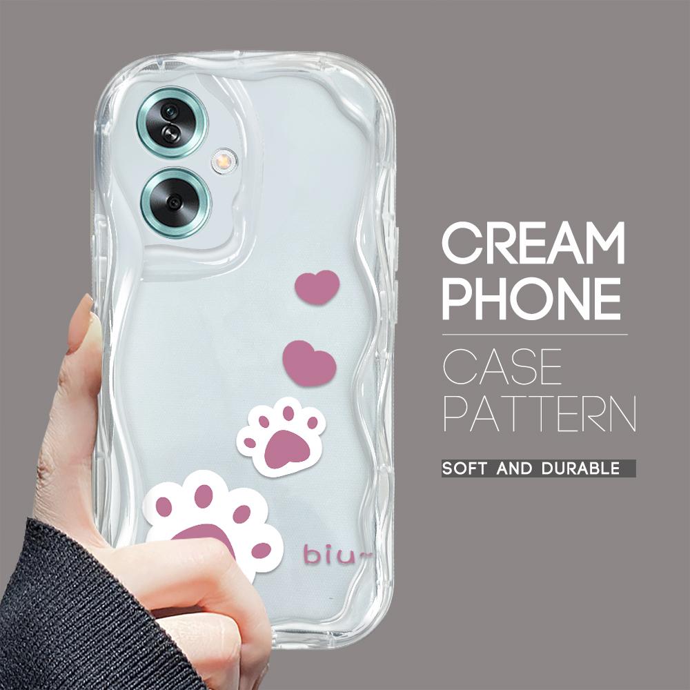 

Милый мультяшный узор, кремовая текстура, мягкий силиконовый чехол с волнистыми краями, чехол для телефона для OPPO Reno Realme Realme 12 Pro+ 5G прозрачный