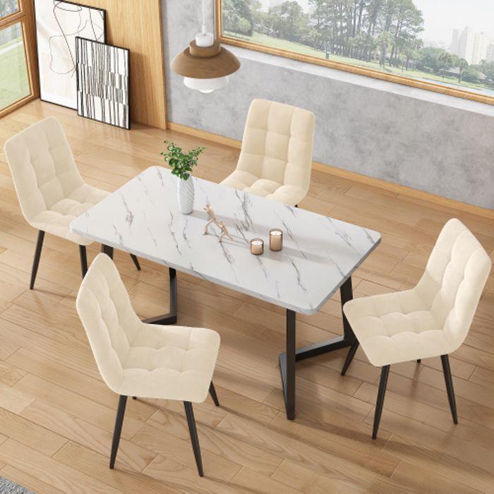 Dining Chair - MUVOE - Set of 4 - Velvet Upholstered - Metal Frame - Contemporary Design