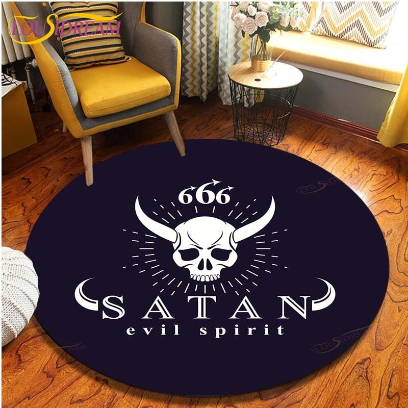 Satan Skull 3D Print Waterproof and Non-slip Circle Cute Floor Rug Round Area Rugs Living Room Children Chair Tent Carpets