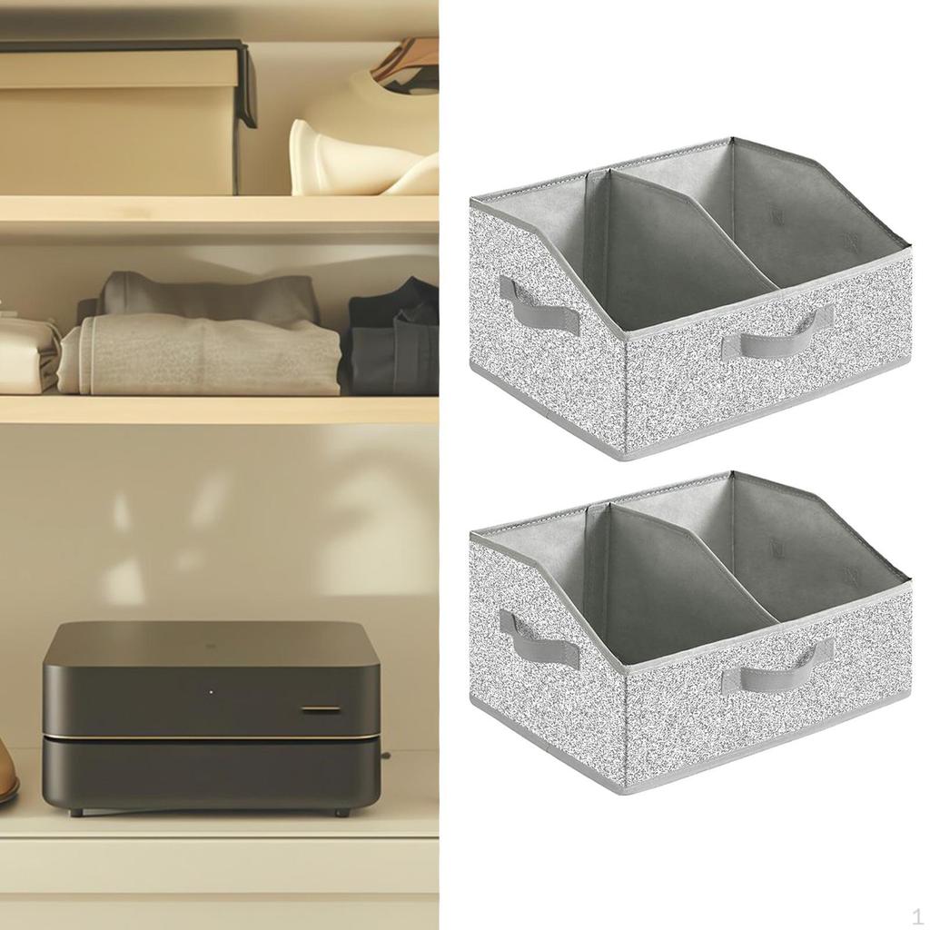 2 Collapsible Storage Bins, Essential for Closet Organization, Space Saving Divided Basket