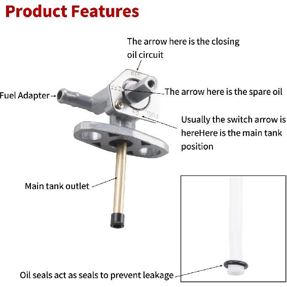 Fuel Tank Petcock Vavle Shut Off Tank Switch Compatible With Honda TRX 250EX 350 400 420 Foreman Recon 250 Rancher TRX400 450 500 Rubicon 500 650