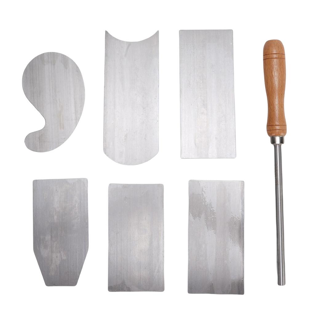 6PCS Multi Shaped Card Scraper Set Manganese Steel Cabinet Scraper Cards with Burnisher for Woodworking Project