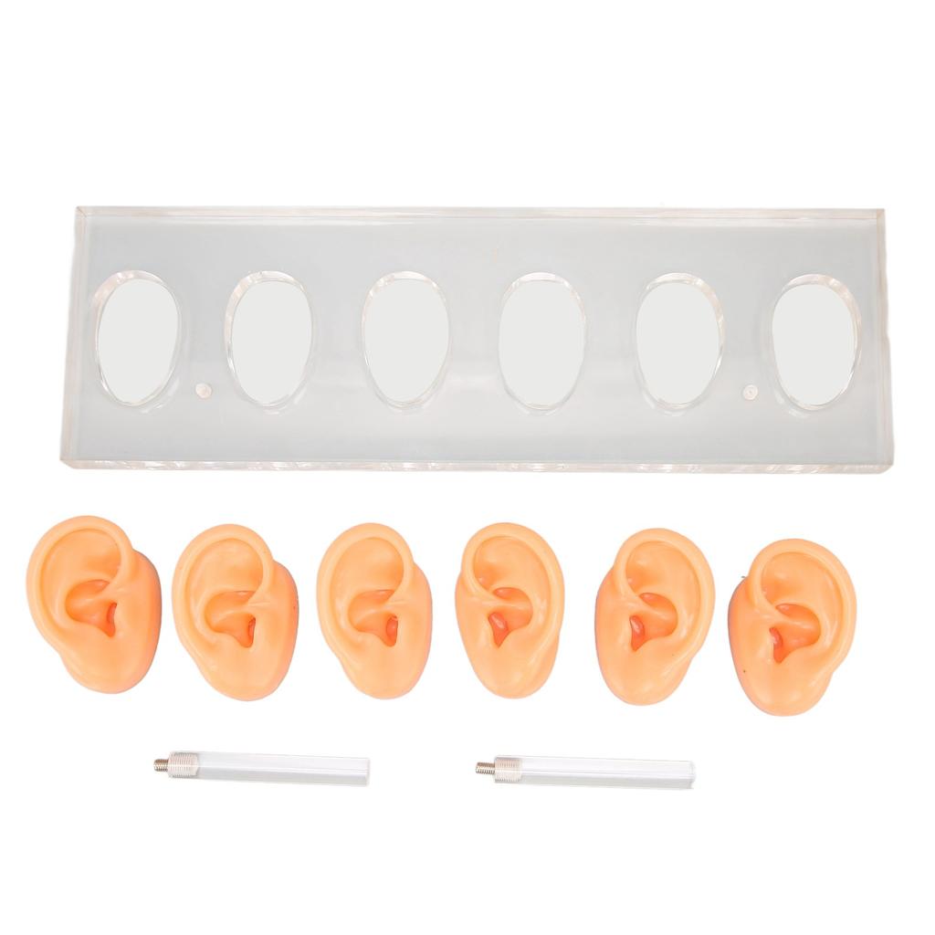 6 Pcs Silicone Ear Model Soft Waterproof Simulated Silicone Ear Model Hearing Aid Accessories with