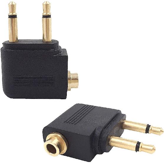 4-Pack Airline Airplane Flight Adapters for Headphones, Golden Plated 3.5mm Jack