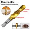 Compound Screw Tap Bit Set M3/4/5/6/8/10 Hex Spiral Tap Countersink Drill Reamer Titanium Soft Metal Tapping Chamfering Tools