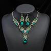 Vintage Statement Necklace Earrings Set Alloy Plated Jewelry Evening Party Wedding