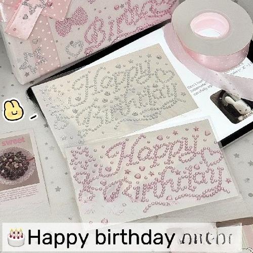 Happy Birthday I LOVE YOU Rhinestone Stickers Diamond Gems Decals for Gift DIY Decoration Sticker for Journal Scrapbook Wrapping