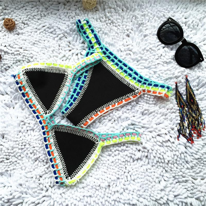 Micro Bikini Women Swimwear Halter Patchwork Bathing Suit Swimsuit Thong Bikini Beach Wear